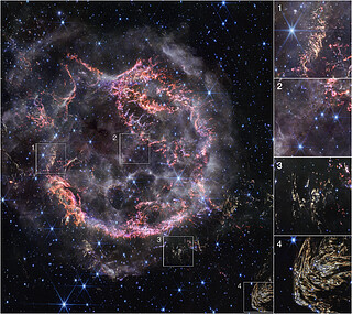 Cas A (NIRCam image, annotated)